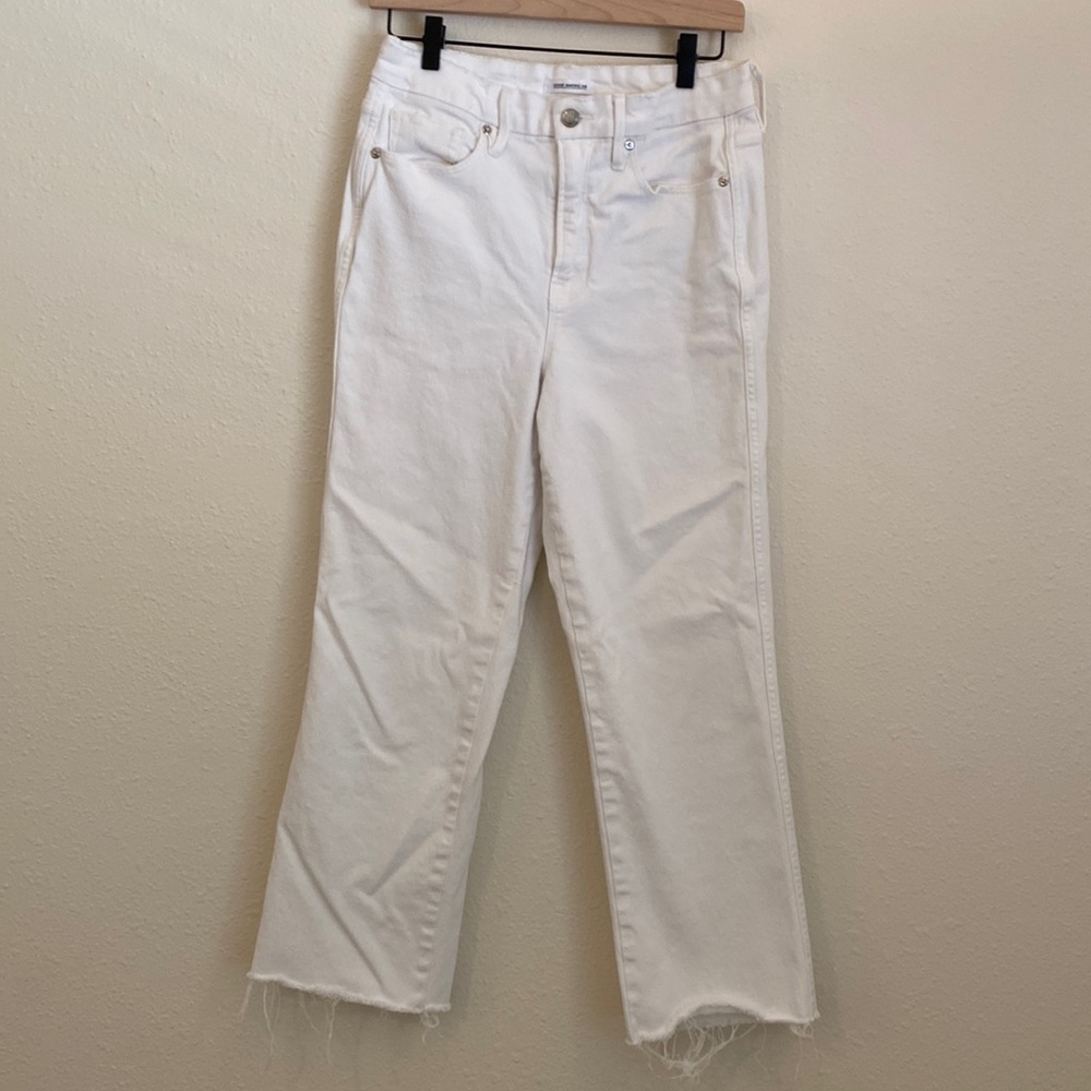 Good American Good Curve White Jeans Pants Raw Hem